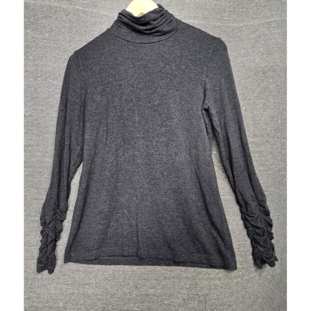Alfani Womens Charcoal Gray Ruched Cuff Turtleneck Long Sleeve Top Size M